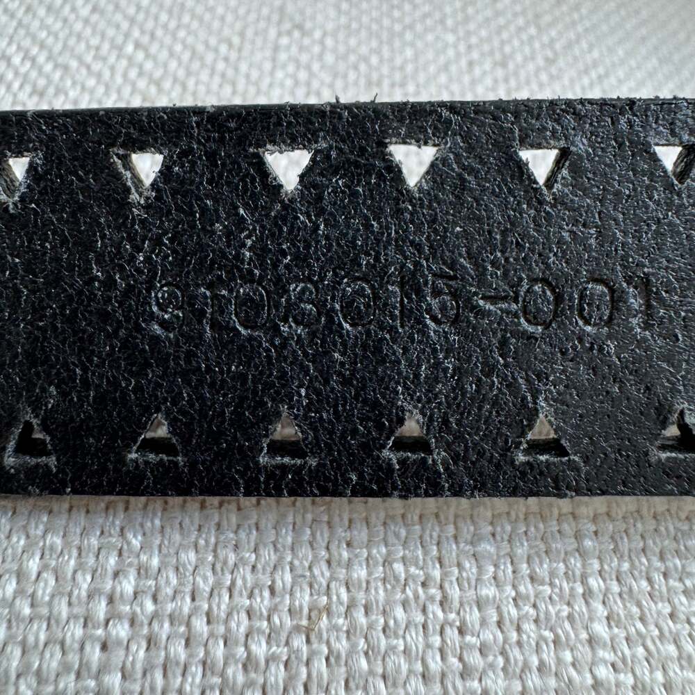 Lauren Ralph Lauren Vintage Black Leather Cut Out Geometric Belt Silver Buckle - Picture 6 of 13